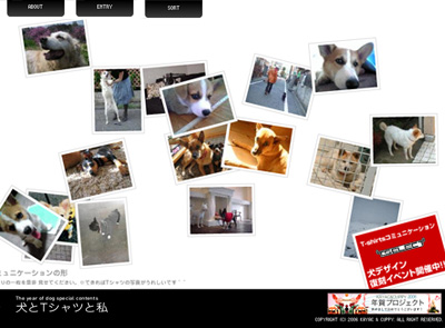 画面:Tシャツと犬と私(2006年お年賀プロジェクト)