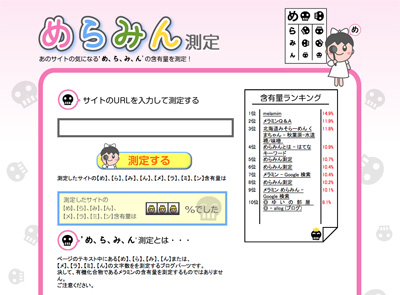メラミン測定の画面
